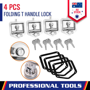 4-Piece T Handle Locks Tool Box With Keys Stainless Steel Trailer Camper Truck - 0