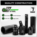 SWANLAKE 3/8" Drive Impact Socket Set, 50-Piece Standard SAE (5/16 to 3/4 inch) and Metric (8-22mm) Size, 6 Point, Cr-V, 3/8-Inch Ratchet Handle, Extension Bar, Universal Joint-6