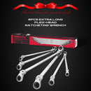 SEDY 6Pcs Extra Long Flex-Head Ratchet Spanner Set Double Box End Spanner 8-19mm-10