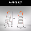 3 Step Ladder Multi Purpose Household Office Foldable Non Slip Aluminium[-4