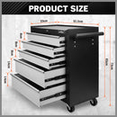 HORUSDY 5 Drawer Tool Box Trolley Cabinet Storage Cart Garage Organiser Lockable-4