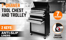 HORUSDY 7 Drawer Tool Box Trolley Cabinet Storage Cart Garage Toolbox Organiser-3