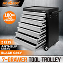 HORUSDY 7 Drawer Tool Box Trolley Cabinet Storage Cart Garage Organiser Lockable-2