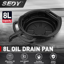 SEDY 8L Oil Change Pan Drain Tray Portable Dish Coolant Recovery Pan Black-2
