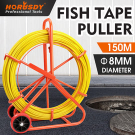 150M×8MM Fish Tape Puller Fiberglass Wire Cable Running Duct Rodder Heavy Duty - 0