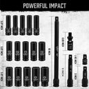 19Pc Deep Socket Set Impact 1/2" Drive Extension Bars Flexible Adapter 10-24mm-4