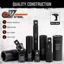 19Pc Deep Socket Set Impact 1/2" Drive Extension Bars Flexible Adapter 10-24mm-6