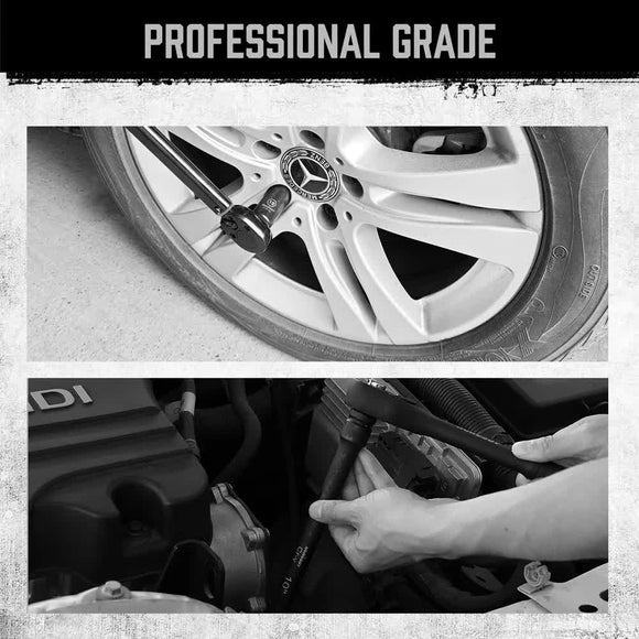 19Pc Deep Socket Set Impact 1/2" Drive Extension Bars Flexible Adapter 10-24mm