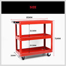 Tool Trolley 3-Tier Workshop Cart Rolling Steel Parts Storage Handyman 150KG Red-8