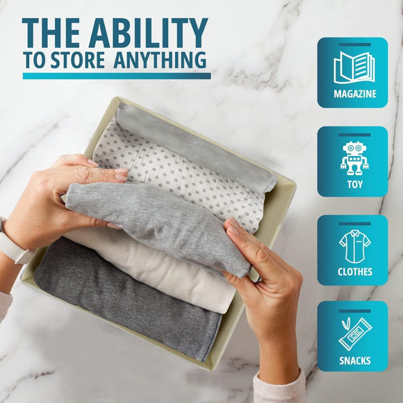 SORTI 33x33x27 CM White 6-Pack Foldable Storage Cubes - Fabric Bookcase Organizers for Toys and More