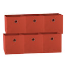 SORTI 33x33x27 CM Red 6-Pack Foldable Storage Cubes - Fabric Bookcase Organizers for Toys and More-1