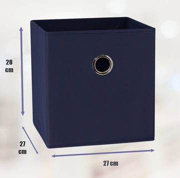 SORTI 27x28x27 CM Dark Blue 8-Pack Foldable Storage Cubes - Fabric Bookcase Organizers for Toys and More - 0