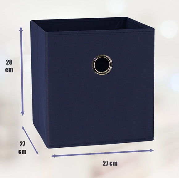 SORTI 27x28x27 CM Dark Blue 8-Pack Foldable Storage Cubes - Fabric Bookcase Organizers for Toys and More
