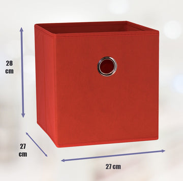 SORTI 27x28x27 CM Red 8-Pack Foldable Storage Cubes - Fabric Bookcase Organizers for Toys and More - 0