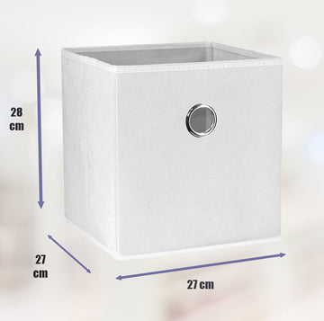 SORTI 27x28x27 CM White 8-Pack Foldable Storage Cubes - Fabric Bookcase Organizers for Toys and More - 0