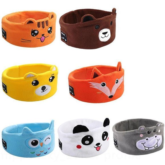 Cute Bluetooth Headband Headphones Wireless Sleep Music Mask with Mic - Dark Orange-Fox