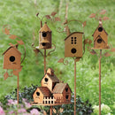 Birdhouse Garden Stakes Outdoor Yard Ornaments for Lawn and Garden Decoration - D-11