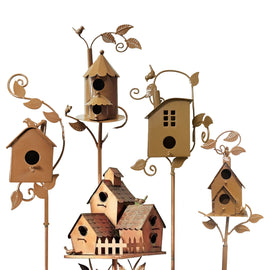Birdhouse Garden Stakes Outdoor Yard Ornaments for Lawn and Garden Decoration - D - 0