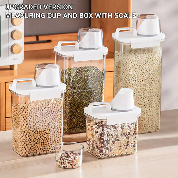 Sealed Household Grain Storage Box Transparent Rice Bucket Kitchen Storage - 2300ml