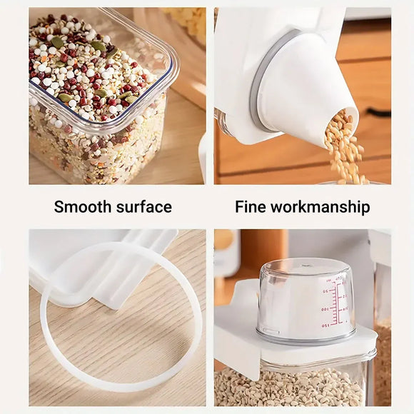 Sealed Household Grain Storage Box Transparent Rice Bucket Kitchen Storage - 2300ml
