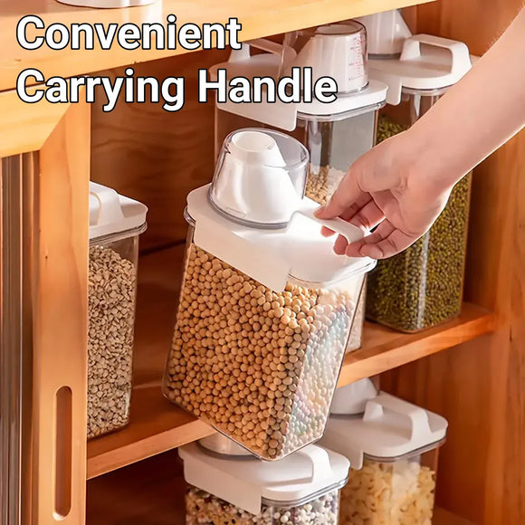 Sealed Household Grain Storage Box Transparent Rice Bucket Kitchen Storage - 2300ml