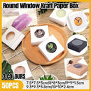 50PCS Handmade Soap Paper Box Round Window Kraft Black White Candy Biscuit Box - Black-50pcs 8*8*3CM-2