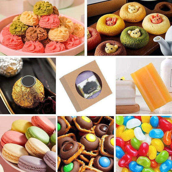 50PCS Handmade Soap Paper Box Round Window Kraft Black White Candy Biscuit Box - White-50pcs 8*8*3CM