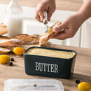 Butter Box with Knife Rectangular Cheese Container with Wooden Lid for Kitchen - Red-12