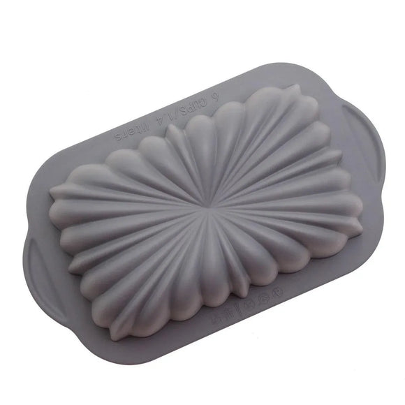 1-Piece Rectangular Flower-Pattern Cake Pan, Grey