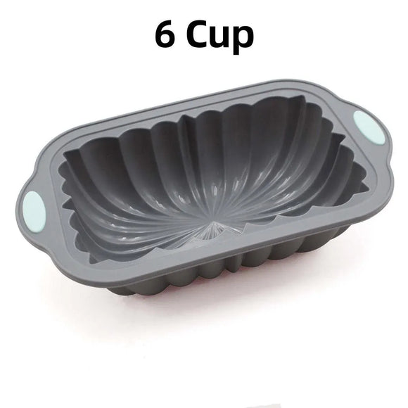1-Piece Rectangular Flower-Pattern Cake Pan, Grey