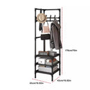 1-Piece Corner Clothes Rack with Shelves and Hooks, Black-3