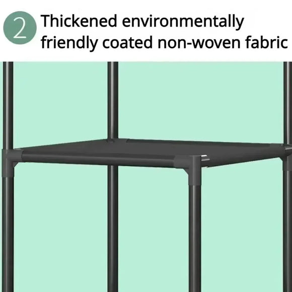 1-Piece Corner Clothes Rack with Shelves and Hooks, Black