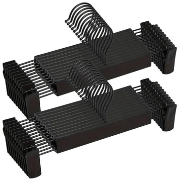 20pcs Black Plastic Pants Hanger Trousers Clips Durable Non Slip Clothes Hanger - 0