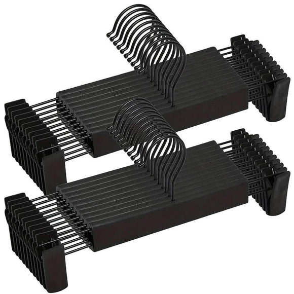 20pcs Black Plastic Pants Hanger Trousers Clips Durable Non Slip Clothes Hanger