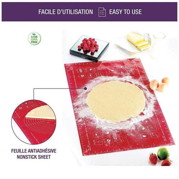Orange Reusable Non-Stick Silicone Rolling Dough Mat Cake Pastry Baking Fondant Sheet - 29*26cm