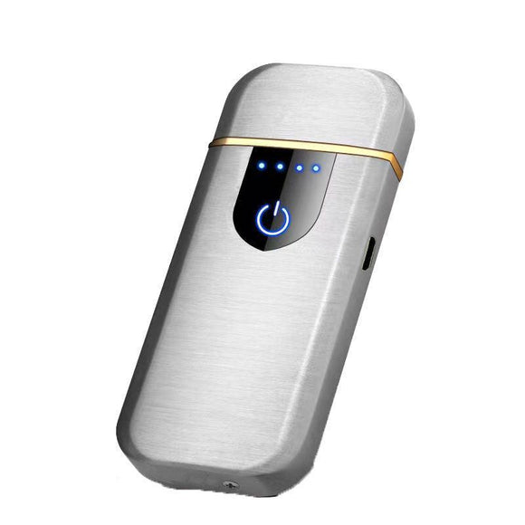 Arc Rechargeable Windproof Flameless Electronic Metal Lighter Usb Lighters Au - Silver