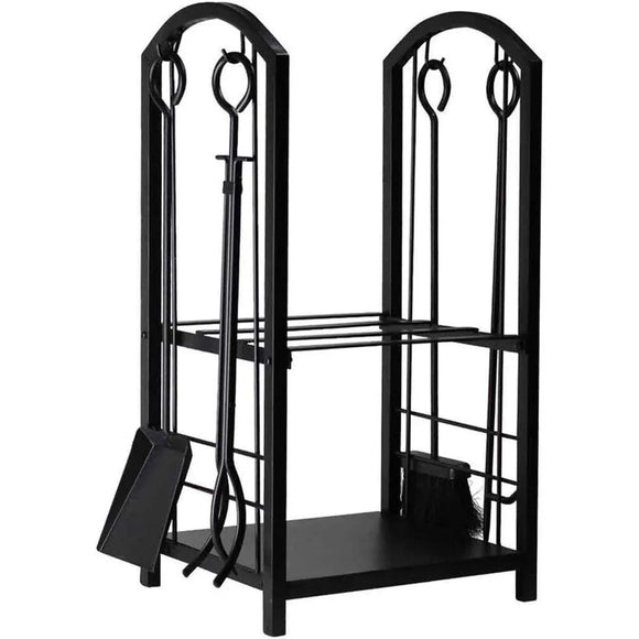 5-Piece Firewood Storage Rack and Fireplace Tool Set