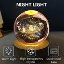 3D Crystal Solar System Ball with LED Light and Wooden Base 80mm Gift Decor-4