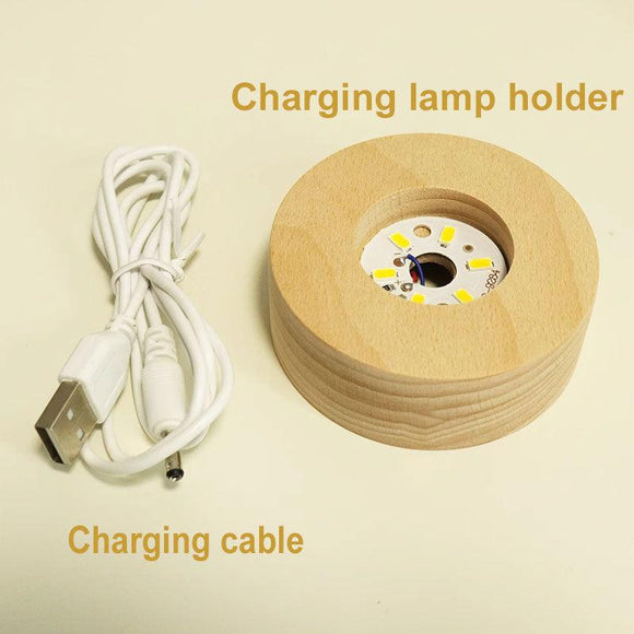 3D Crystal Solar System Ball with LED Light and Wooden Base 80mm Gift Decor