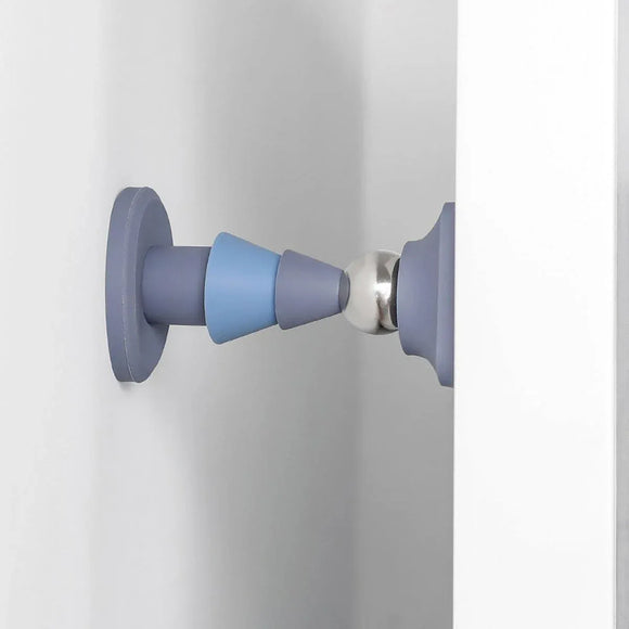 Silicone Silent Door Stopper with Suction Base and Secure Hold Catch Design - Grey