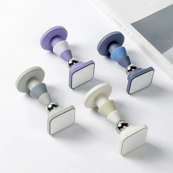 Silicone Silent Door Stopper with Suction Base and Secure Hold Catch Design - White