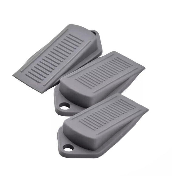3Pcs Thick Rubber Wedge Door Stoppers Floor Carpet Heavy Duty Door Stop Security - Grey