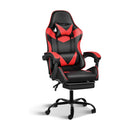 Black and Red Gaming Chair with Footrest and Lumbar Support-5