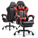 Black and Red Gaming Chair with Footrest and Lumbar Support-14