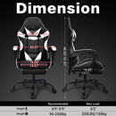 Black and White Gaming Chair with Footrest and Lumbar Support-6