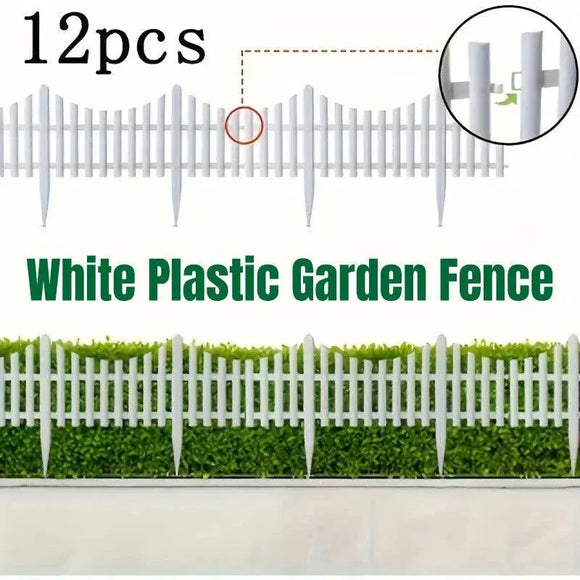 White Garden Edging Fence Panels 60 x 33 cm - 12 Pieces
