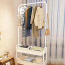 1-Piece Mobile Clothes Rack with Rail and Storage Baskets, White-4