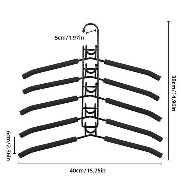 Space saving Multi layer Folding Hanger Hook Closet Organizer Clothes Rack - Black