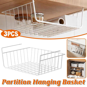 3PCS Hanging Storage Basket Rack Organizer Kitchen Wardrobe Shelf Cabinet Basket