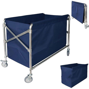 Folding Linen Trolley with Hand Push Design for Storage Room Cleaning Service - 0